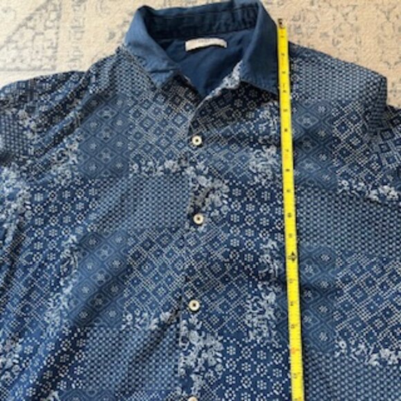🧡3/15 Mango Man Casual Patchwork Blue Shirt Men's S - Picture 7 of 13